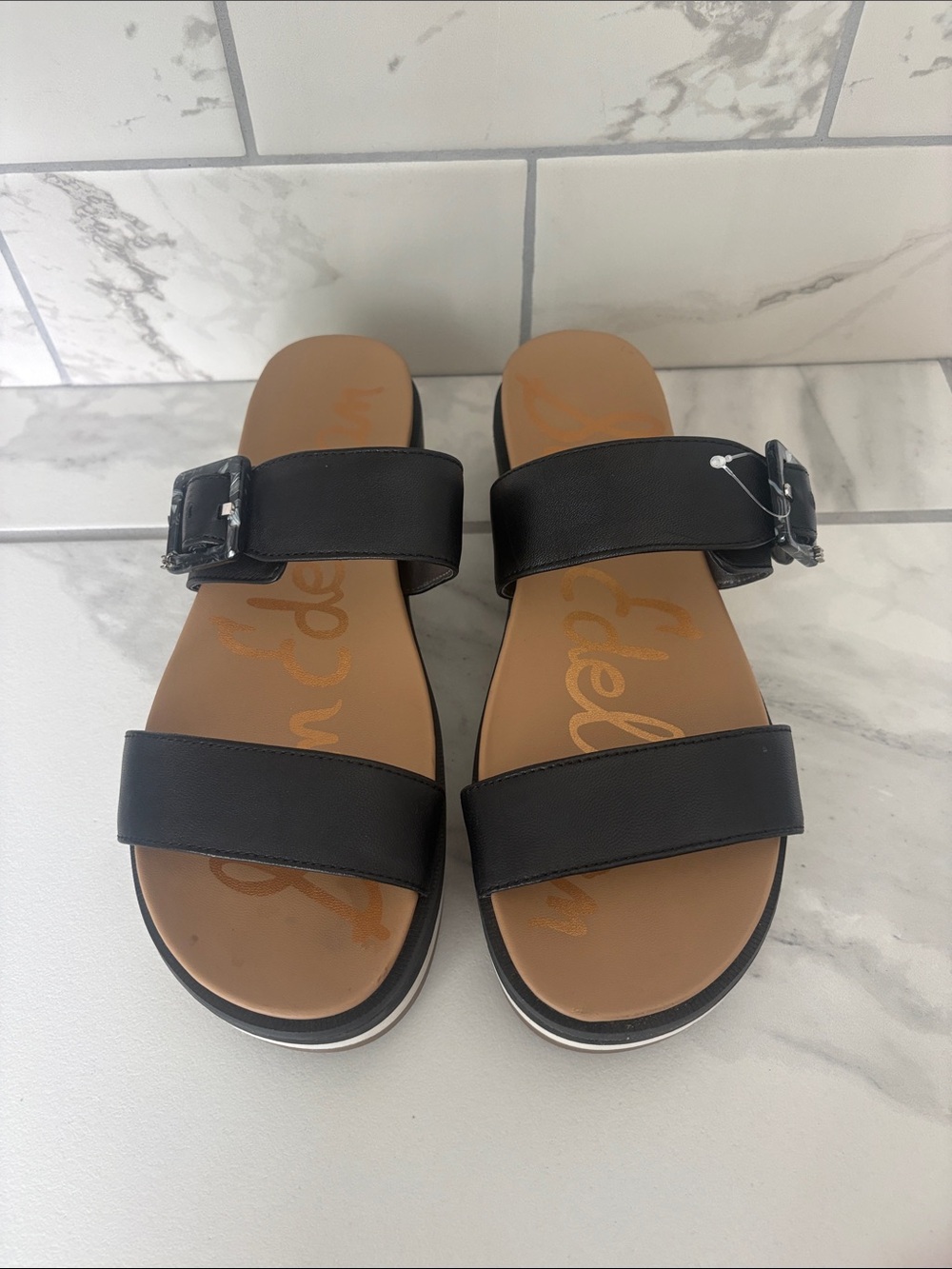 Sam Edelman Adriana Slide Sandals in Black Leather size 9M